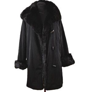 Jacques Vert Winter Coat Parka Sz M  Faux Fur Collar And Cuffs Elegant